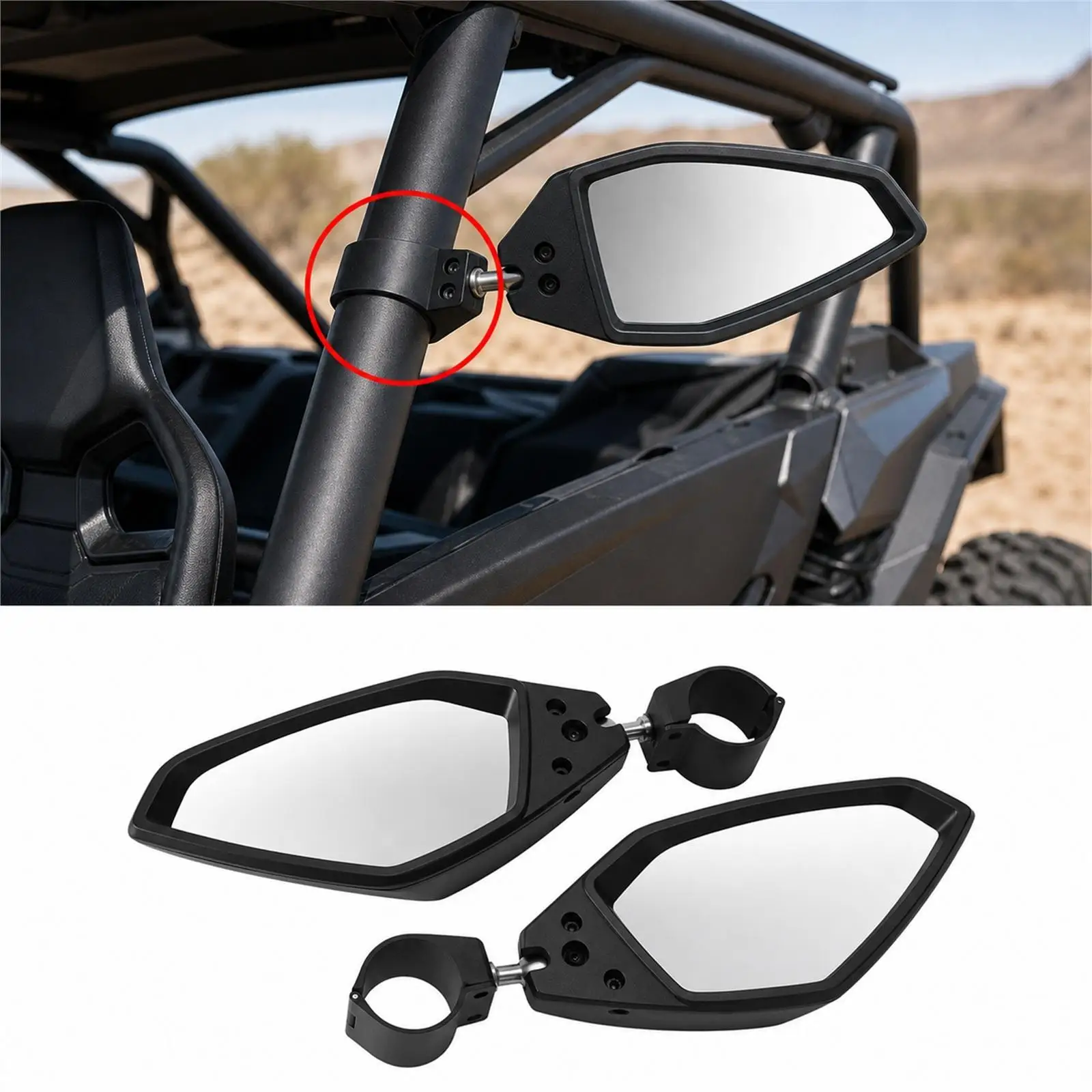 UTV Side Mirrors Directly Replace Repair Parts Accessories Easy to Install Foldable Rear View Mirror for Maverick x3