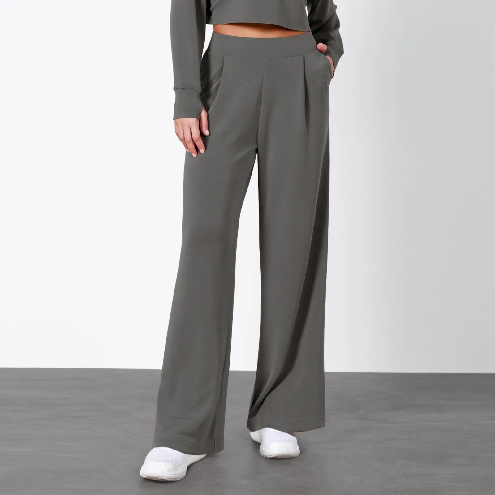 Work Business Casual Pants Women's High Waisted Wide Leg Pants Women Fashion Trend Solid Elastic Draping Straight Trousers