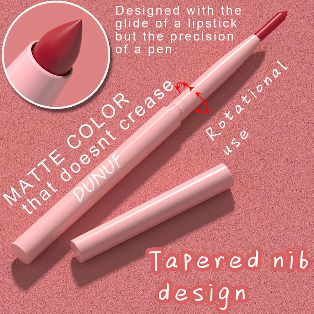 6szt Velvet Matte Lipstick Pen Nude Brown Lip Liner Pencil Kit Smooth Waterproof Long Lasting Dye Cheek Lip Tint