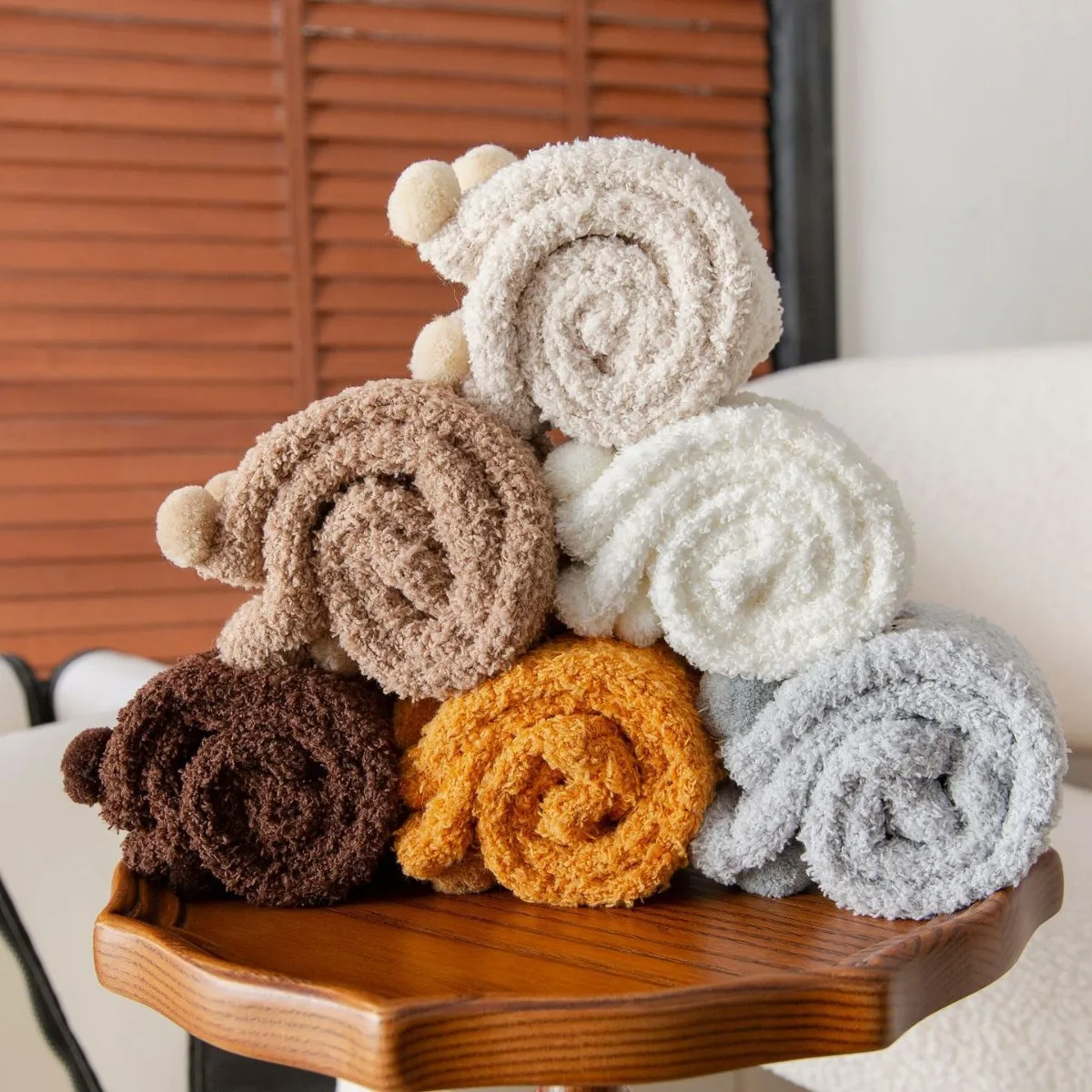 Japanese Coral Fleece Floor Sock Autumn And Winter Thick Teddy Bear Three-dimensional Cartoon Mid Tub Sock Postpartum Sleep Sock