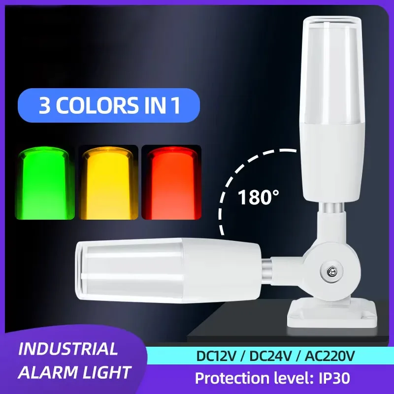 3色一体型産業用led信号灯警告ランプ、ブザー警報付き、cnc機械用、dc12v-24v-ac220v対応