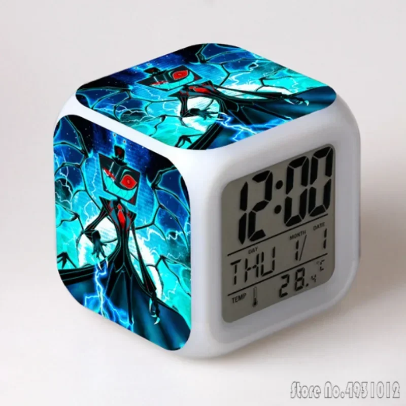 

Anime Hell Inn Alarm Clock Creative Student 8x8x8cm LED Cube with Colorful Light Display Time Week Month