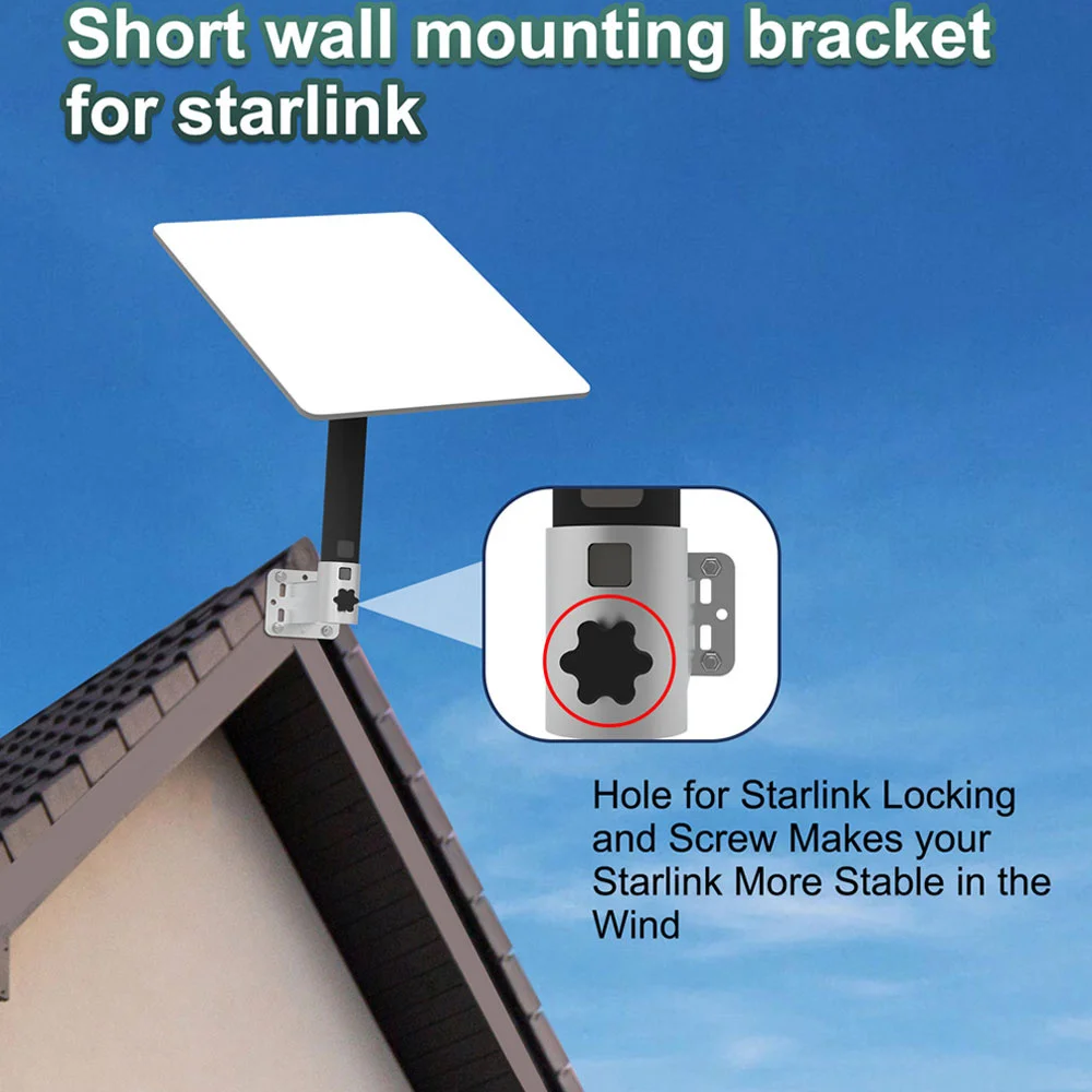 For Starlink V2 Internet Satellite Antenna Bracket and Mounting Kit with Short Wall Mounting Bracket,Locking Holes and Screws