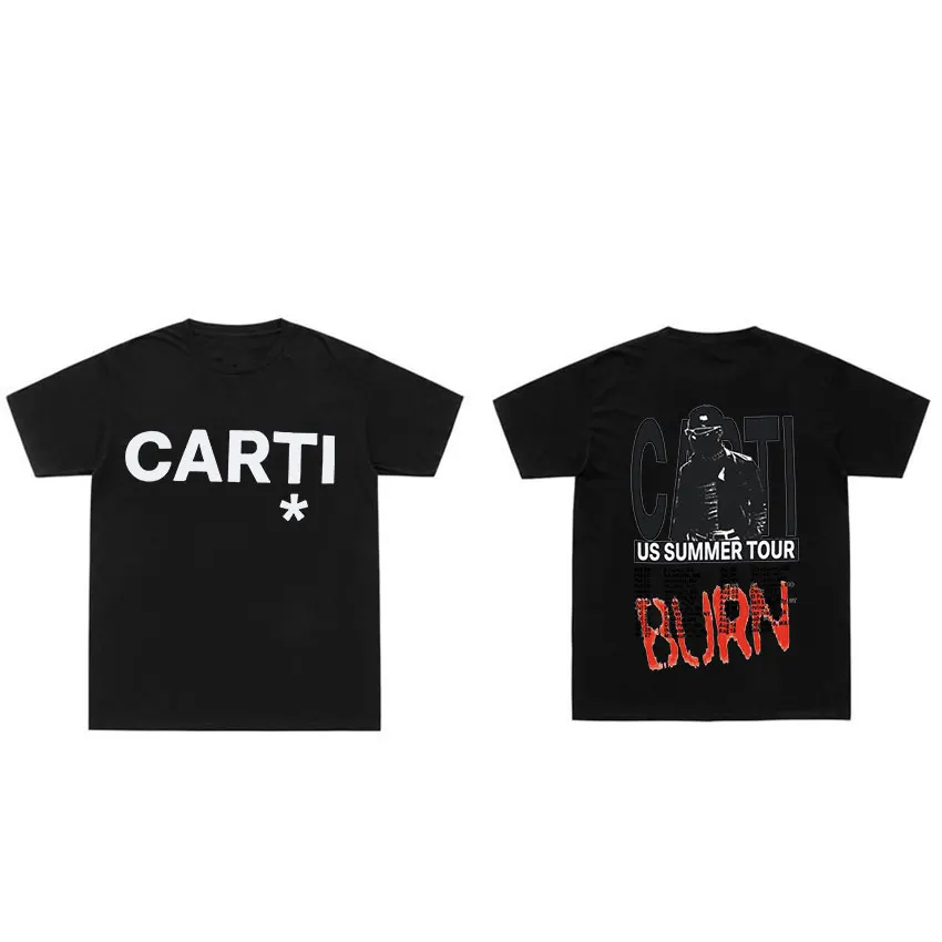 Playboi Carti Burn Vintage Graphic T-Shirt Men's Rapper Hip Hop Trend T-shirts Unisex Gothic Punk Oversized Tee Shirt Streetwear