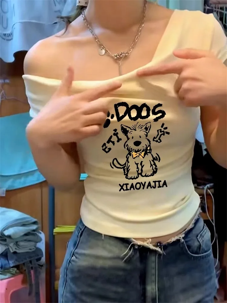 تي شيرتات قصيرة الأكمام للسيدات Harajuku ملابس علوية كبيرة الحجم مريحة وفضفاضة مناسبة للصيف قابلة للتنفس ملابس عصرية أنثوية يومية