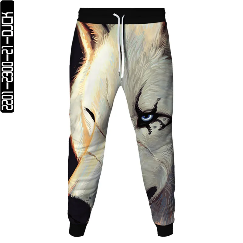 Male Casual Outdoor Party Jogging Pants Punk Style Blue Flame Animal Wolf Print Men Sweatpants Women Fashion Trousers Size S-6XL