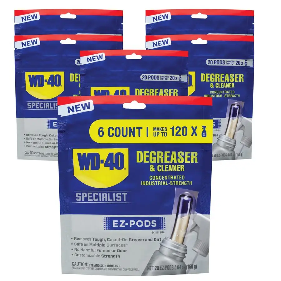 

Degreaser and Cleaner EZPODS, Customizable IndustrialStrength Concentrate, MultiSurface Cleaning Solution, 20 Pods Pack of 6, 12