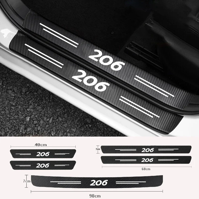 

Carbon Car Door Sill Scuff Covers Black Door Panel Guards Protector Anti Scratch Decoration For Peugeot 206 Car Accessories