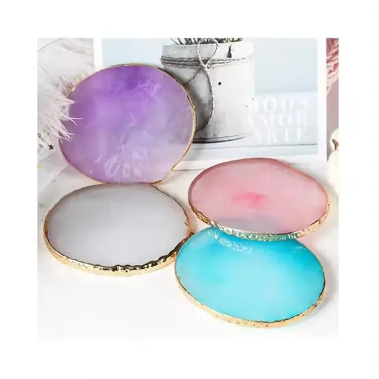 Rose Quartz Resin Agate Coaster, Candle Pad for Home Decor, Cheap Price, Hot Sale