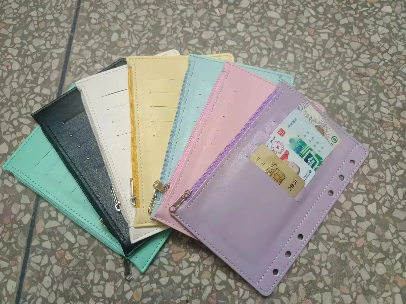 A6 Pink 6-Ring Notebook Binder Loose Leaf Document Filing Bags DIY Document Bag Binder Rings PVC Storage Binding Folder