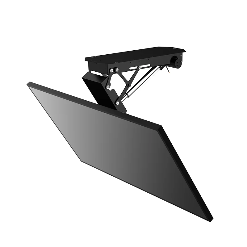 Remote control flip type invisible ceiling TV bracket mechanical