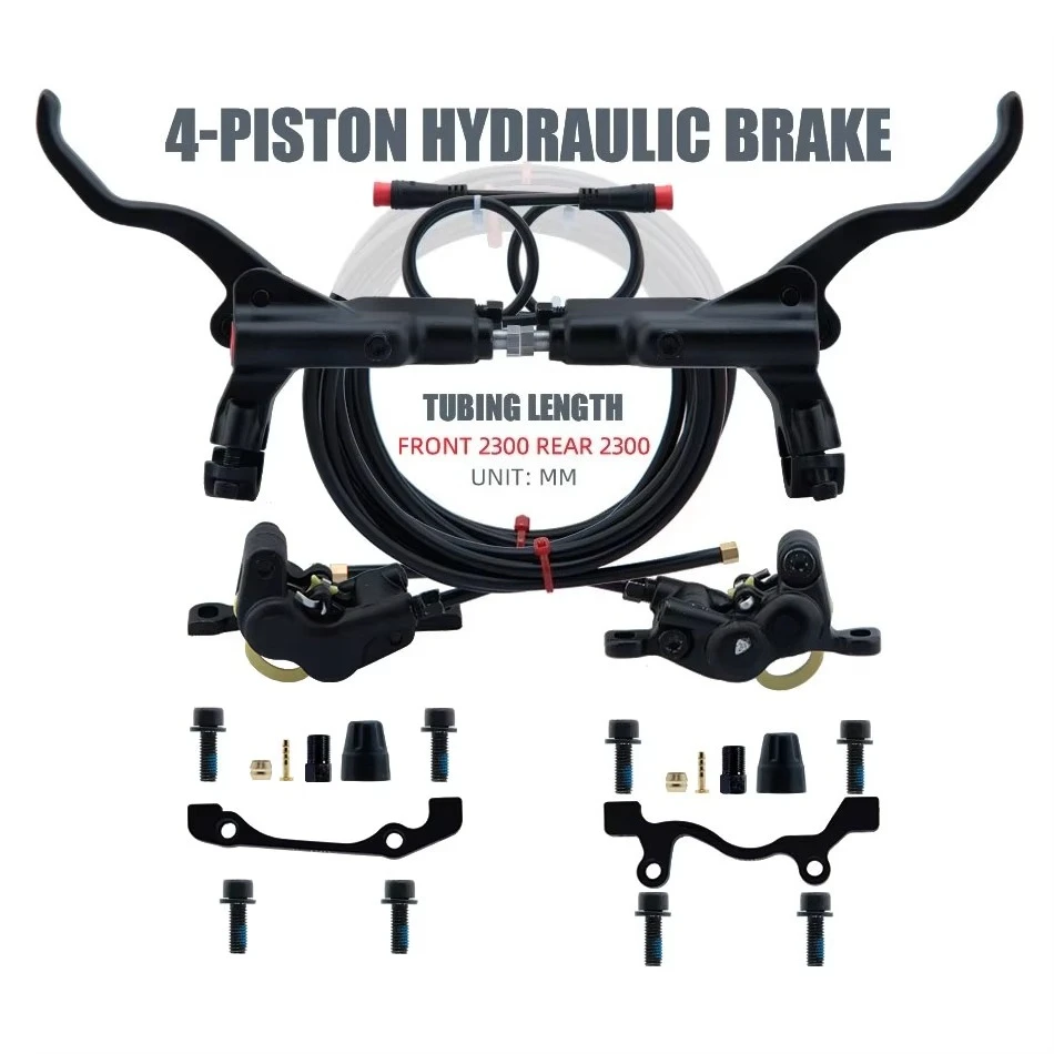 ZOOM HB876E 4-Piston Hydraulic Disc Brake, Power-off Hydraulic Brake Set for Electric Scooter