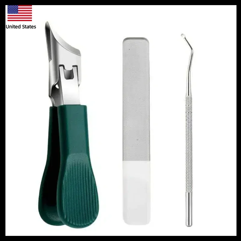 Kit d'ongles épais portables! Ensemble de tondeuse à bec d'aigle vert 3 pièces – Clipper/Lifter/File, outils de toilettage durables en acier inoxydable