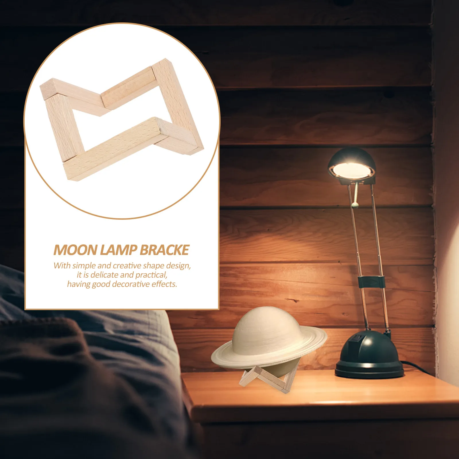 4Pcs Wooden Moon Lamp Bracket High Quality Crafted Moon Lamp Holder for Bedroom Living Room Kitchen Dining Room Bar Restaurant