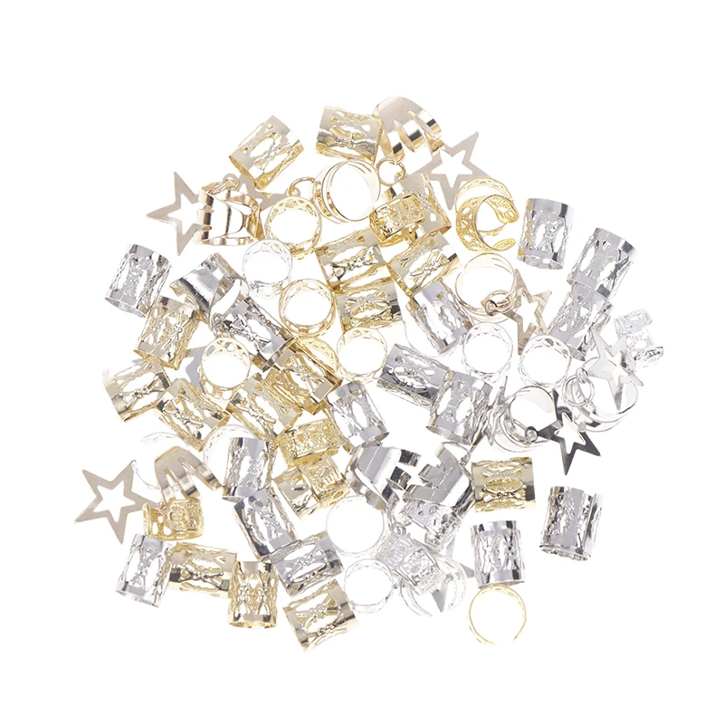 36Pcs Hollow Out Hair Ring DIY Hair Style Hair Accessories Loc Hair Jewelry For Braids Dread Locks Hair Braiding Metal Cuffs