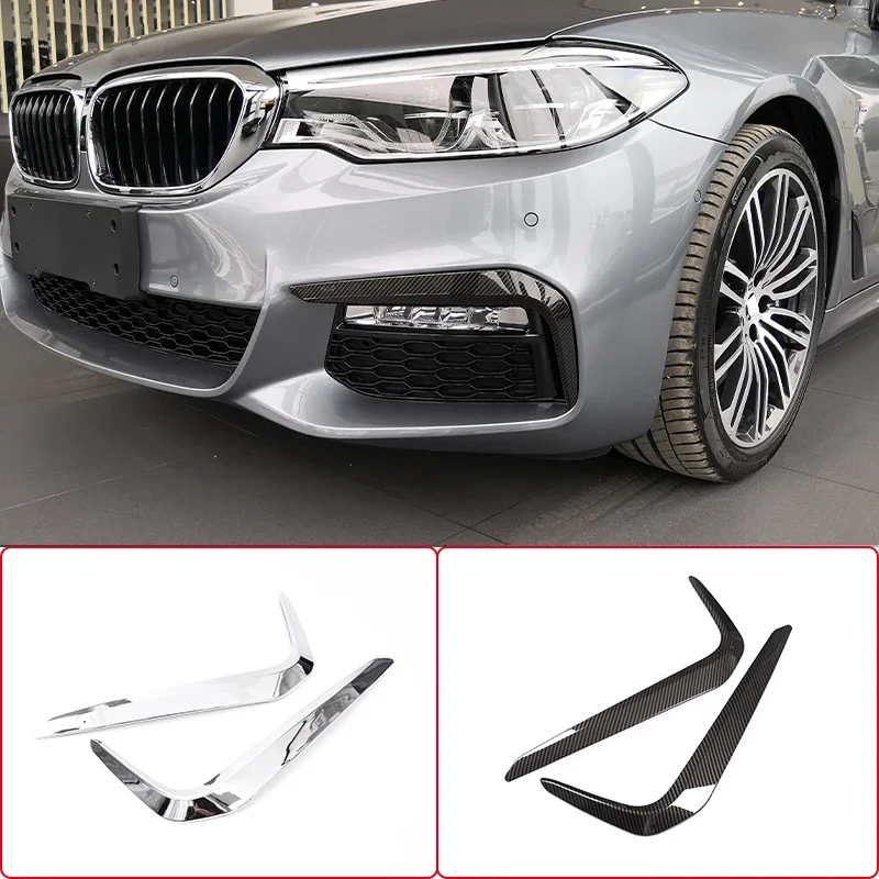 For BMW 5 Series G30 530liM 2018 - 2020 Chrome Front Fog Light Lamp Cover Eyelid Eyebrow Decoration Strips Outer Foglight Trim