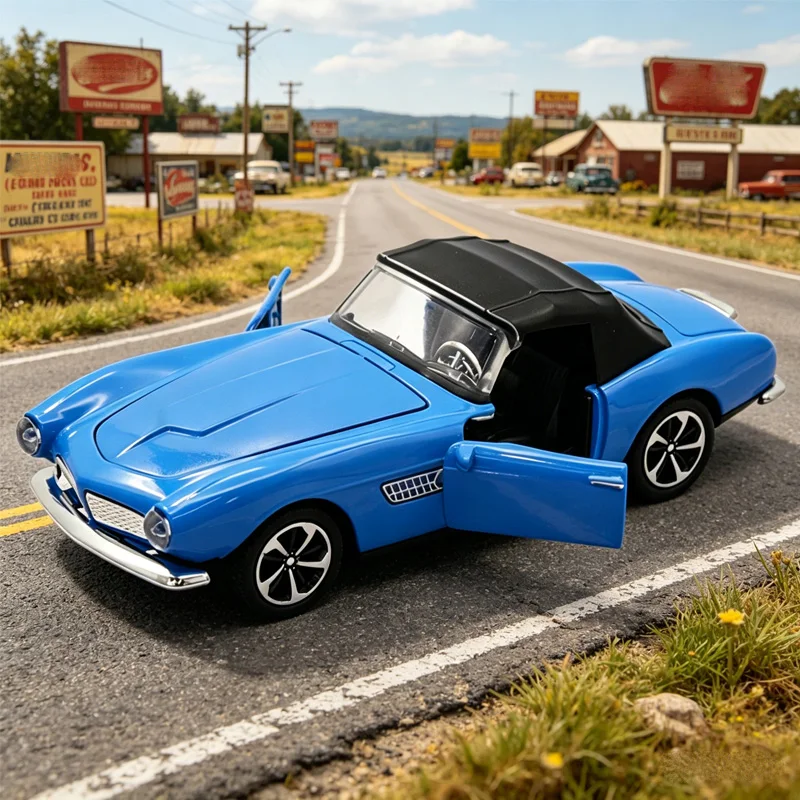 

1:32 Scale Alloy Vintage Car Model, Car Ornament, Boy's Birthday Gift, Opening Doors with Wind-up Function