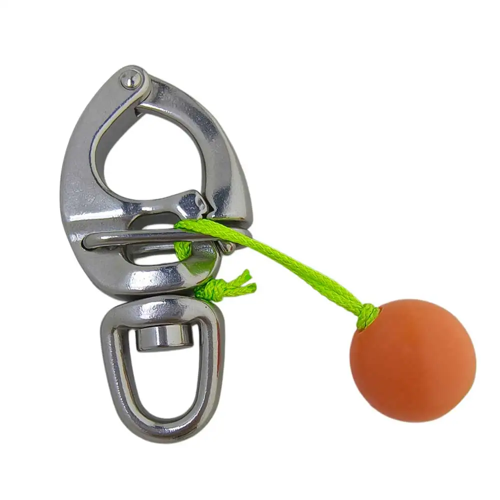 92mm Length 316 Stainless Steel Quick Release Snap Shackle With Swivel Eye and Hand-pulled ball for Sailing Halyard Boat Rigging
