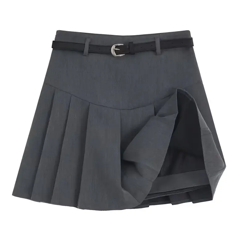 

Solid Color Women's Pleated Skirt Summer High Waisted Zippered Girl Dance JK Mini Skirt Black Fashionable Student Series L390