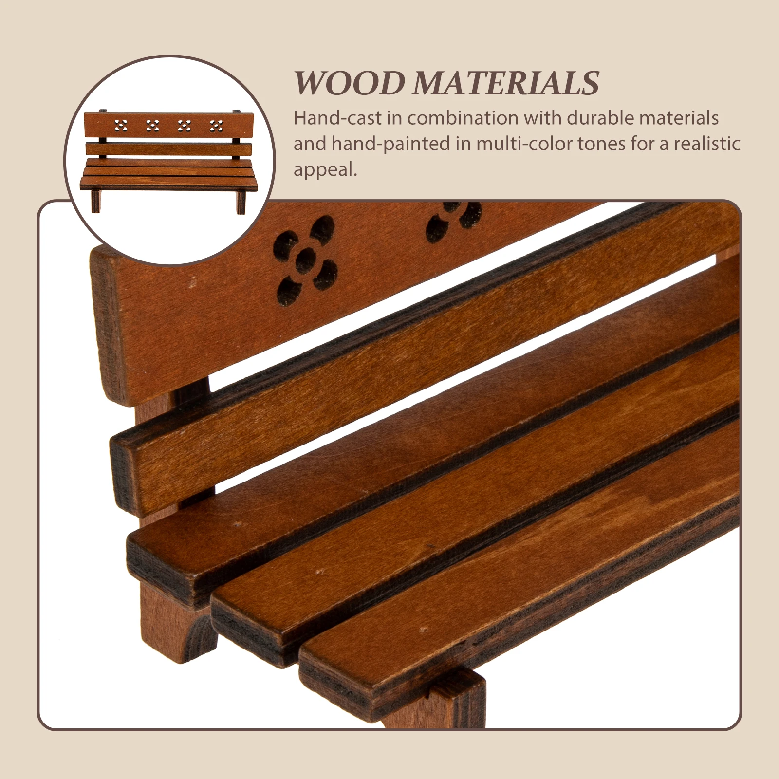 

Wooden Park Bench Ornaments Dollhouse Decoration Furniture Mini Miniatures Accessories Small