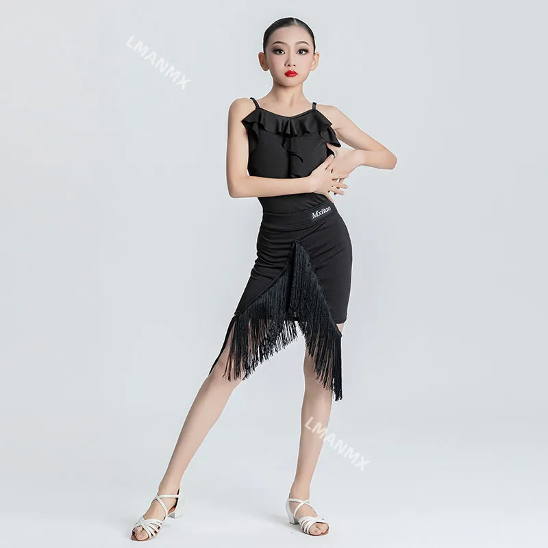 

Children's Summer New 2026 Professional Practice Dress, Children's Performance Dress, Split Body Tassel Dance Skirt