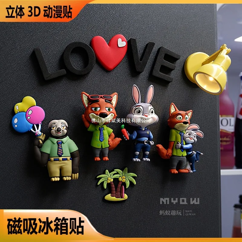 

Ник Джуди Кролик мультфильм аниме Zootopia магнит на холодильник 3D креативная фигурка 2025 новая модель личность наклейка на холодильник