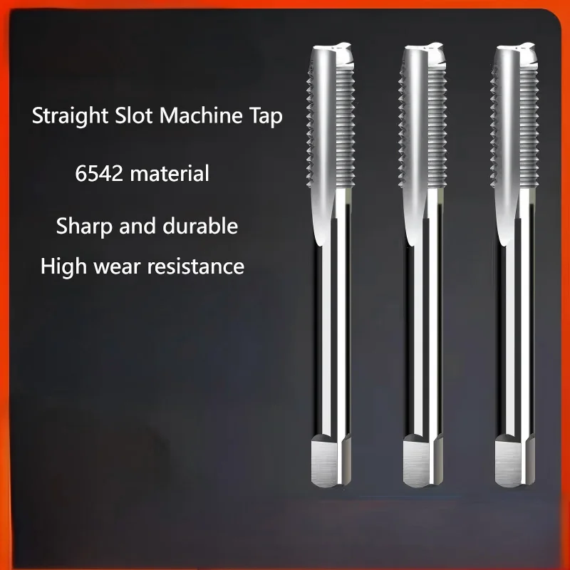 High-Speed Steel Machine Tap, Straight Flute, Fine Pitch Threading M10 M12 M14 M16, Pitch 1/1.25/1.5mm, Durable & Efficient