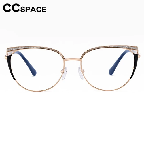 Imagen 2 del producto Gafas de Metal para miopía con forma de ojo de gato para mujer, bisagra de resorte, gafas ópticas antiluz azul, gafas graduadas personalizadas # 303957
