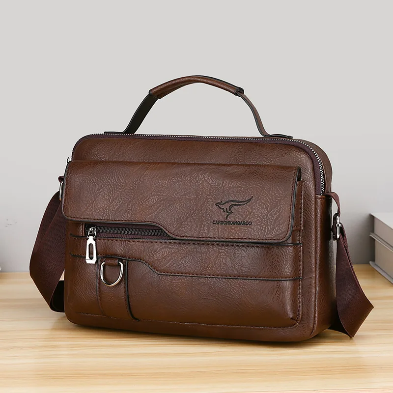 Luxury Kangaroo Brand Messenger Bags Men Leather Casual Crossbody Bag For Men Large Capacity Business Shoulder Bag Male Handbag