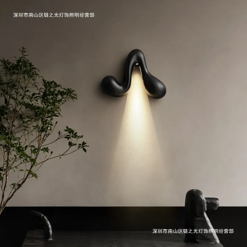Abstract Irregular Shape LED Wall Sconce Wabi‑Sabi Style Black Wall Lamp Indoor Bedroom Bedside Aisle Corridor Art Decor Wall Li