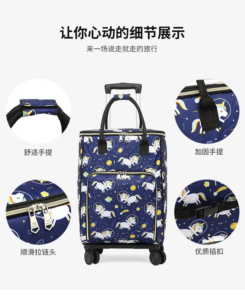 Lightweight Universal Wheel  Trolley Bag Handbag Four-wheel Shopping Grocery Cart Waterproof Large-capacity Disassembly Folding