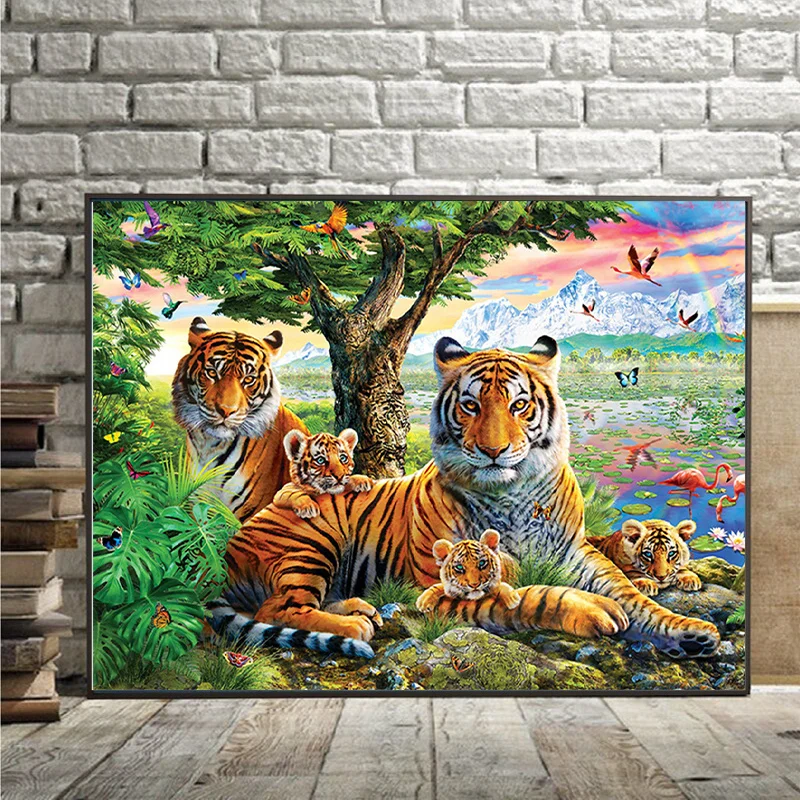 5D Diamond Painting Forest Tiger Leopard Lion Diamond Mosaic Painting Animals Full Square/Round Drill Rhinestone Embroidery DIY