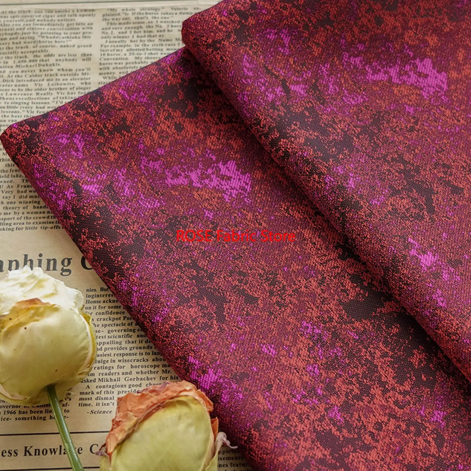 

1 meter Purple Red Contrasting Color Dreamy Jacquard Fabric Handmade Dress Suit Bag Decorative Sewing Fabric