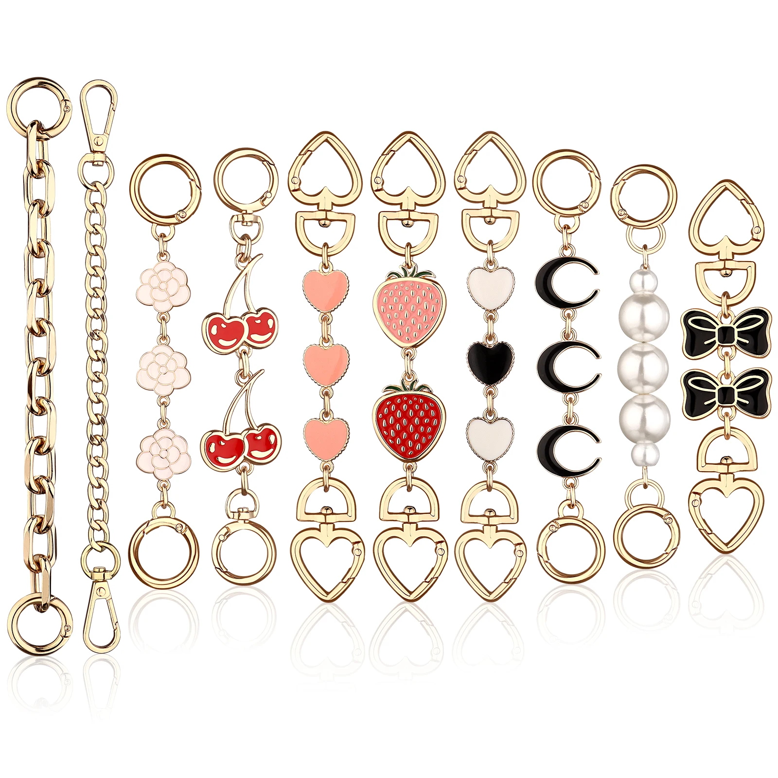

10Pcs Different Cherry Chain Wallet Maker with Extender Women's Handbag Messenger Bag Extended Chain Charm