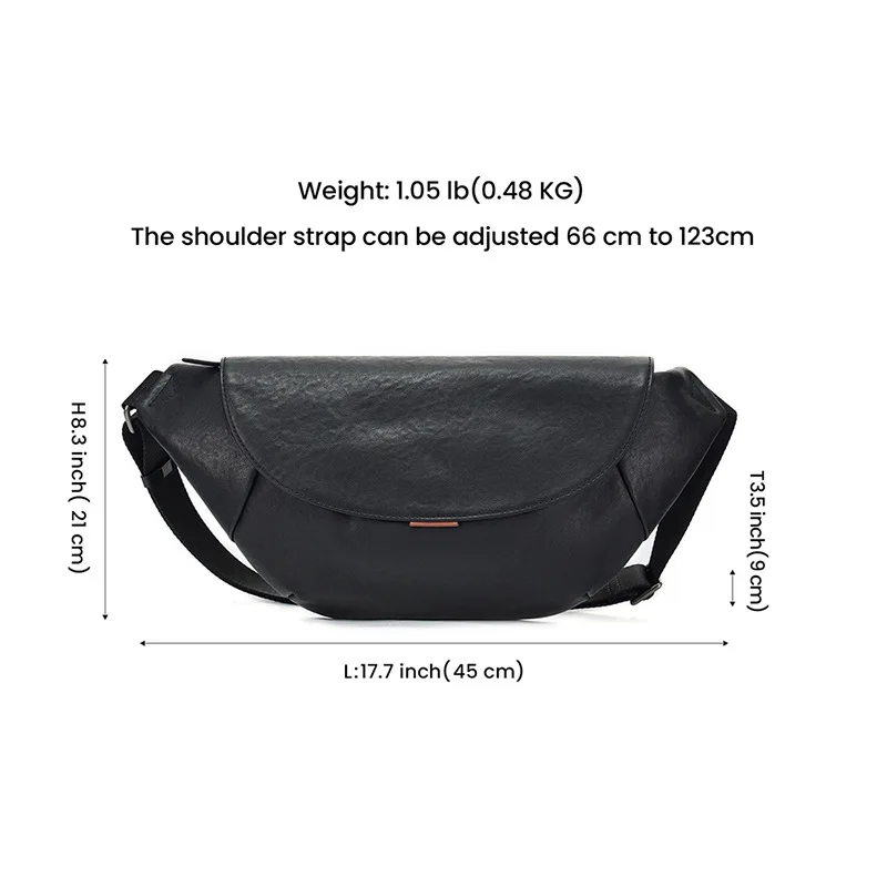 Top Layer Cowhide High-End Men's Crossbody Backpack Casual Motorcycle Bag Men's Large Capacity Leather Chest Bag