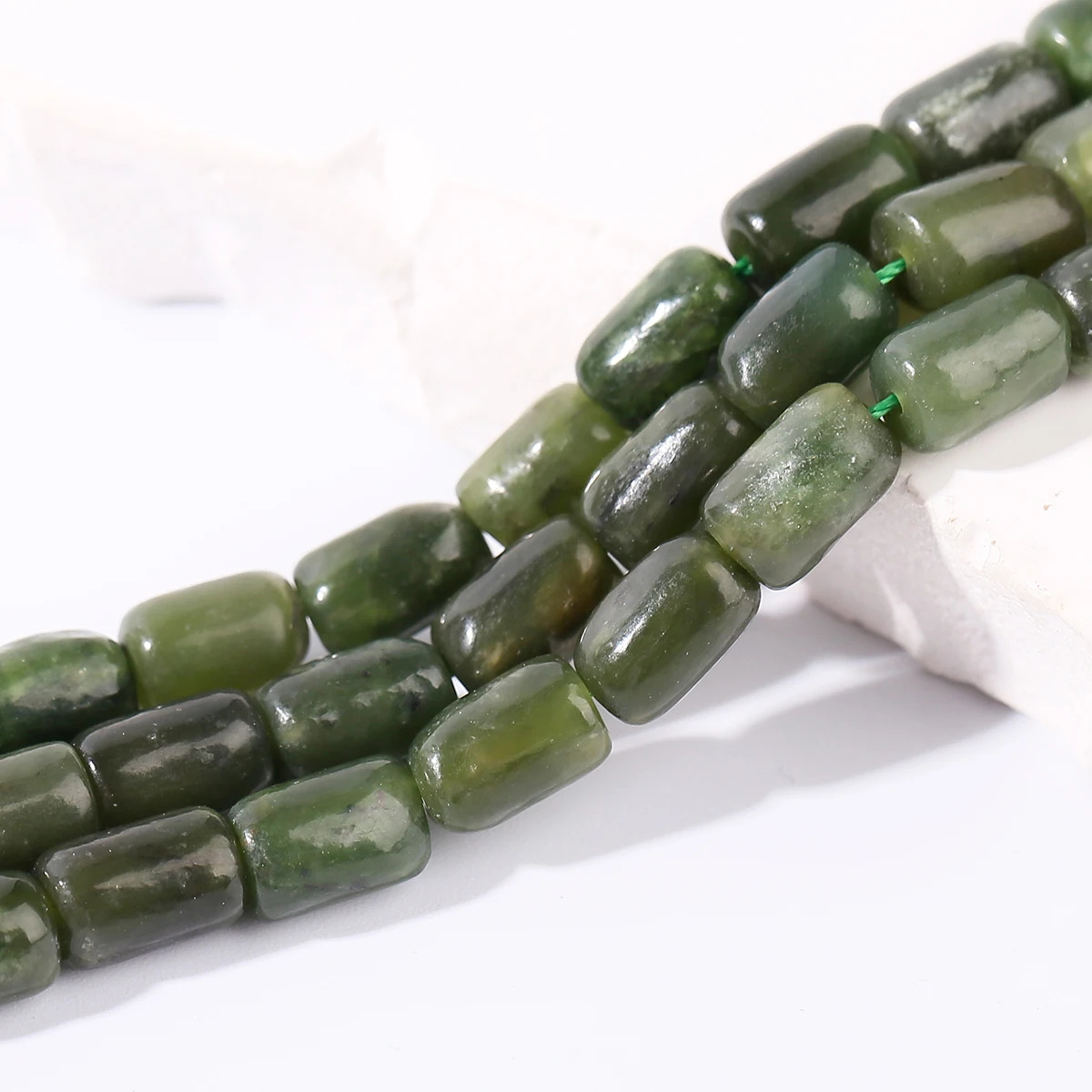 6x9mm Natural Stone Canada Jade Barrel Shape Bead Smooth Loose Spacer Bead for Jewelry Making DIY Necklace Bracelet Accessory