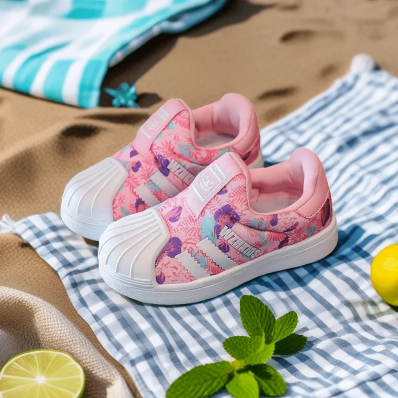 

A pair of children's four-season sports shoes, with shell-toe collision-proof toe cap and casual design, sizes 24-35，HML-WZH08