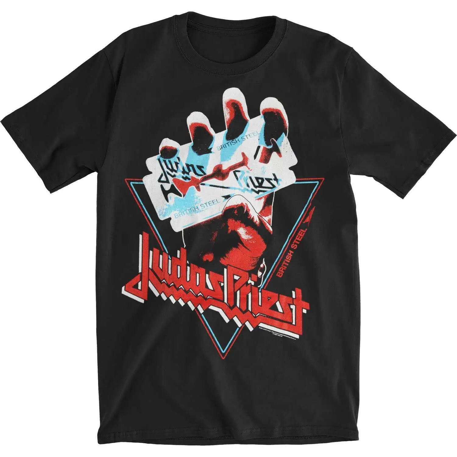 Men'S Judas Priest British Steel Hand Triangle Slim Fit T Shirt Xx Large Black