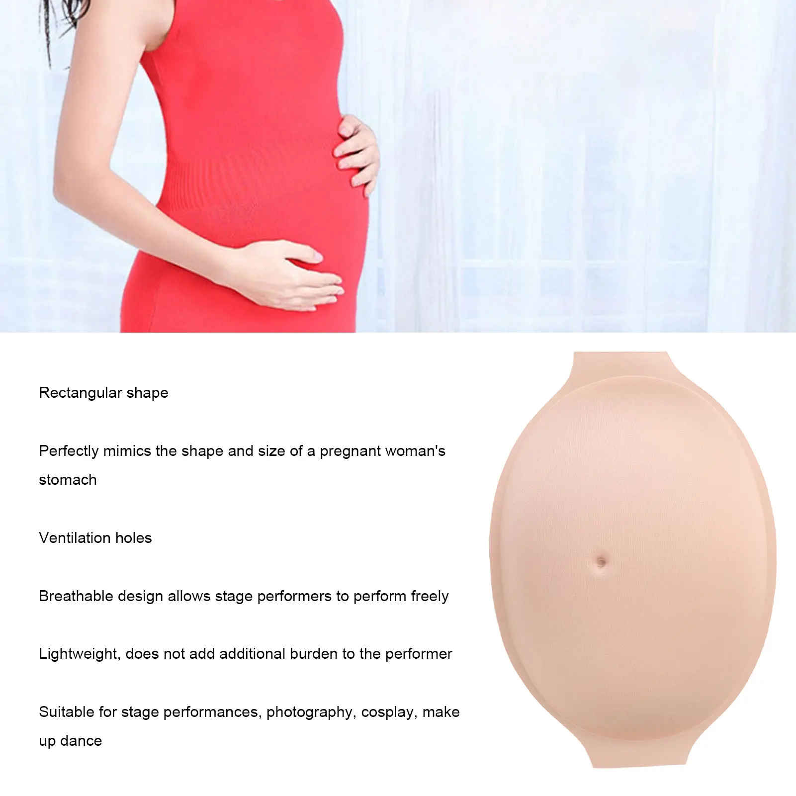 Fake Pregnancy Belly Rectangular Breathable Lightweight Artificial Pregnant Tummy for Props Costumes Cosplay