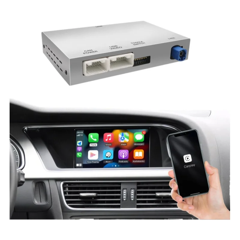 AUTOABC Drahtloser CarPlay Android Auto-Schnittstellenadapter für Audi A4 B8 A5 Q5 S5 2009–2015 mit AirPlay Mirror Link Bluetooth
