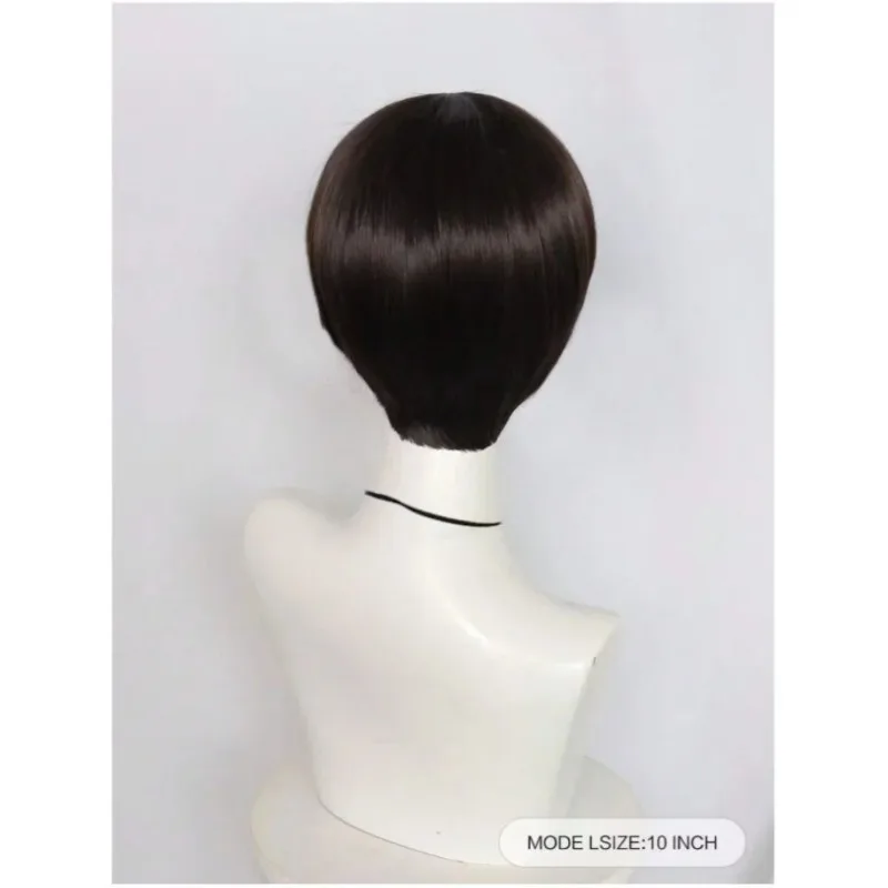남성용 짧은 갈색 코스프레 가발, 합성 볼컷 헤어, 애니메이션 복고풍 가발, 영화, 할로윈, 크리스마스에 적합