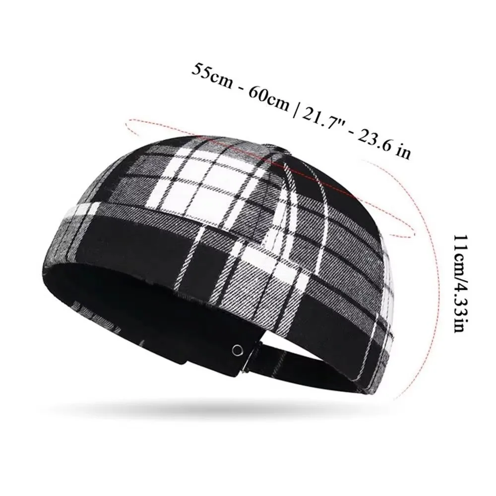 كبير متقلب البطيخ الجلد تانغ قبعة تنفس قابل للتعديل جولة أعلى قبعة صغيرة منقوشة المالك قبعة دوكر قبعة Brimless قبعة #6