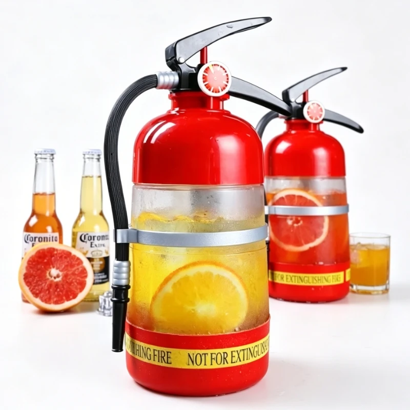 2L Novelty Red Shaped Beverage Dispenser, Handheld Beer Wine Barrel for Bar Party BBQ, Eye-catching Portable Drink Container