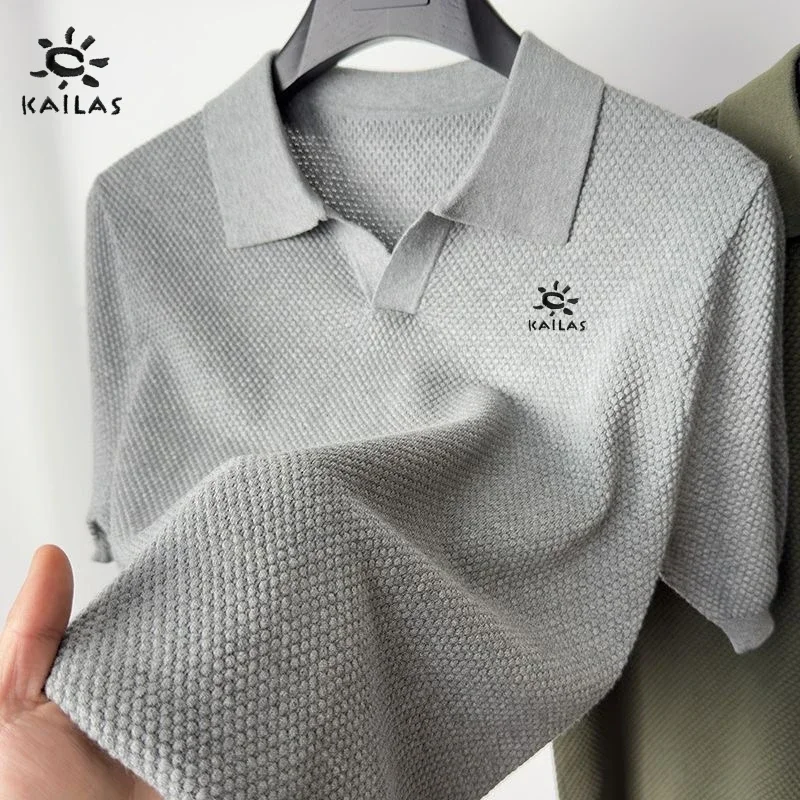 

New Men's High-quality Short Sleeved Thin Knitted Polo Shirt for Summer Fashion, Business Leisure, Breathable and Cool Top