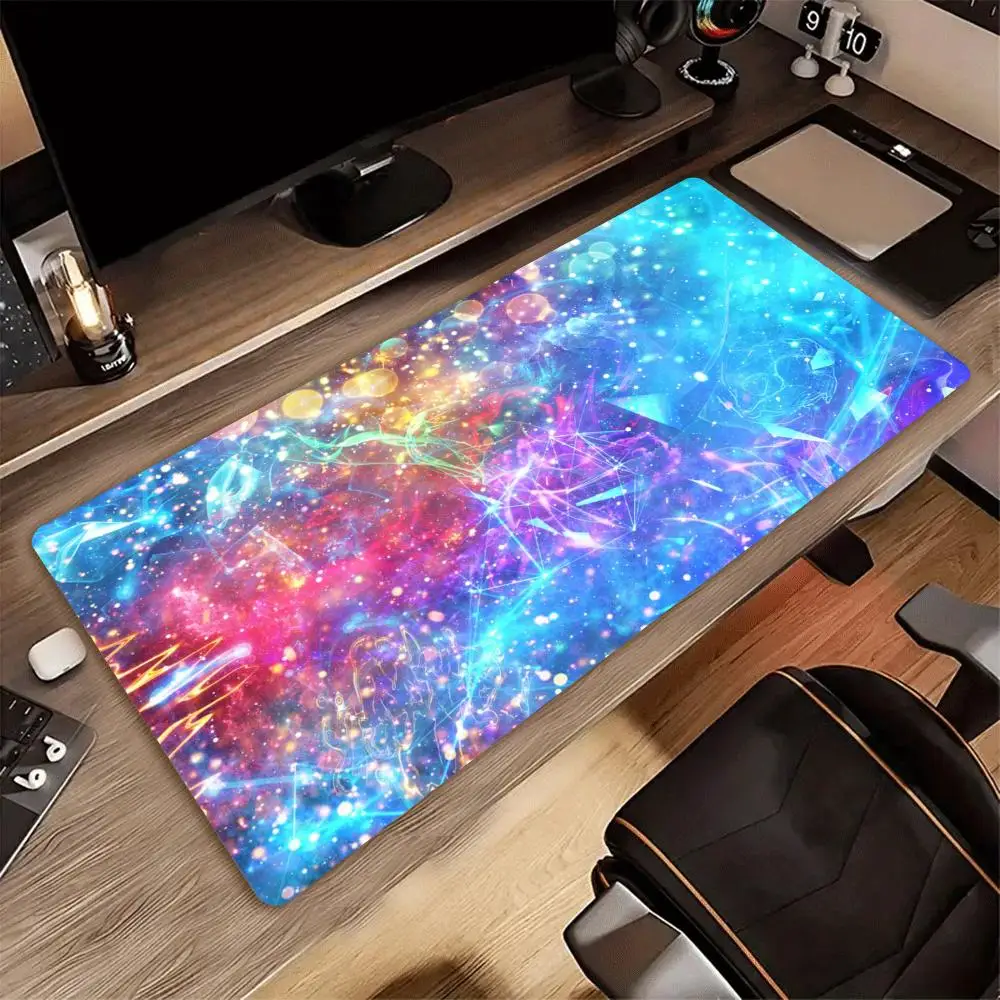 Large Gaming Mouse Pad XXL Magical Neon Galaxy Mushroom Abstract Art Desk Mat Non-Slip Rubber Computer Keyboard Mouse Mats