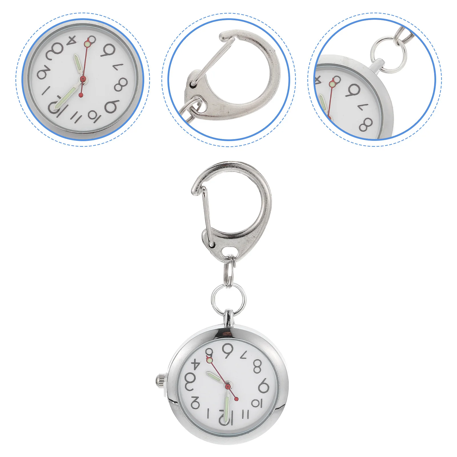 

Night Glowing Nurse Pocket Watch Clip-on Stainless Steel Lightweight Buckle Nurse Hanging Watch Practical Work Decorative