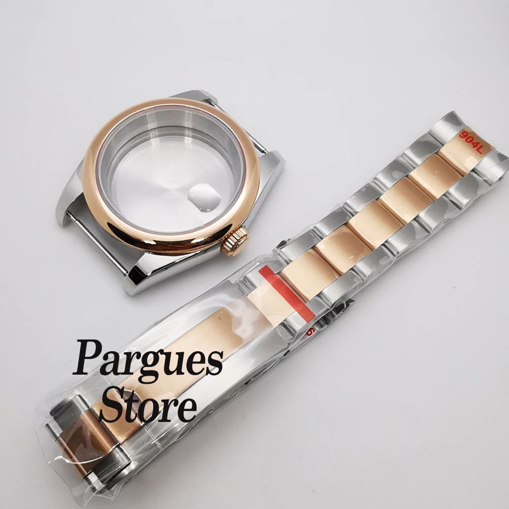 36mm/39mm Sapphire Glass Silver/Rose Gold Watch Case Strap Fit NH35 NH36, Miyota 8215 DG2813, ETA 2824 ST2130 PT5000 Movement