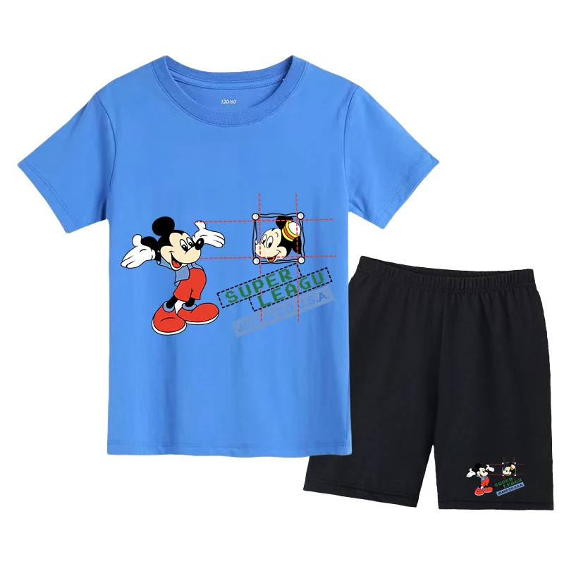 

Cartoon Clothing Mickey Mouse Baby Boy Summer Clothes Baby Girl Casual Clothing Sets
