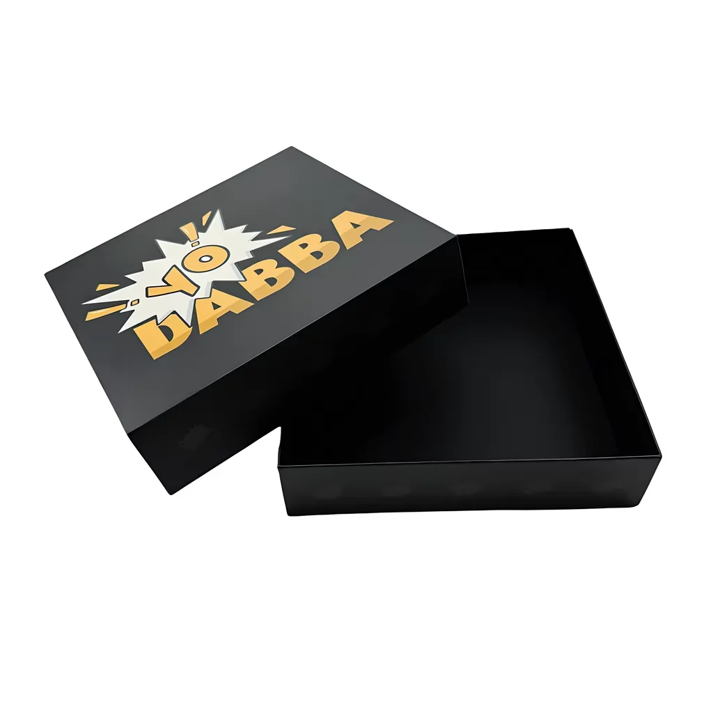 

Custom Luxury Black Cardboard Box｜Gloss Spot UV Logo｜Rigid Lid and Base Packaging