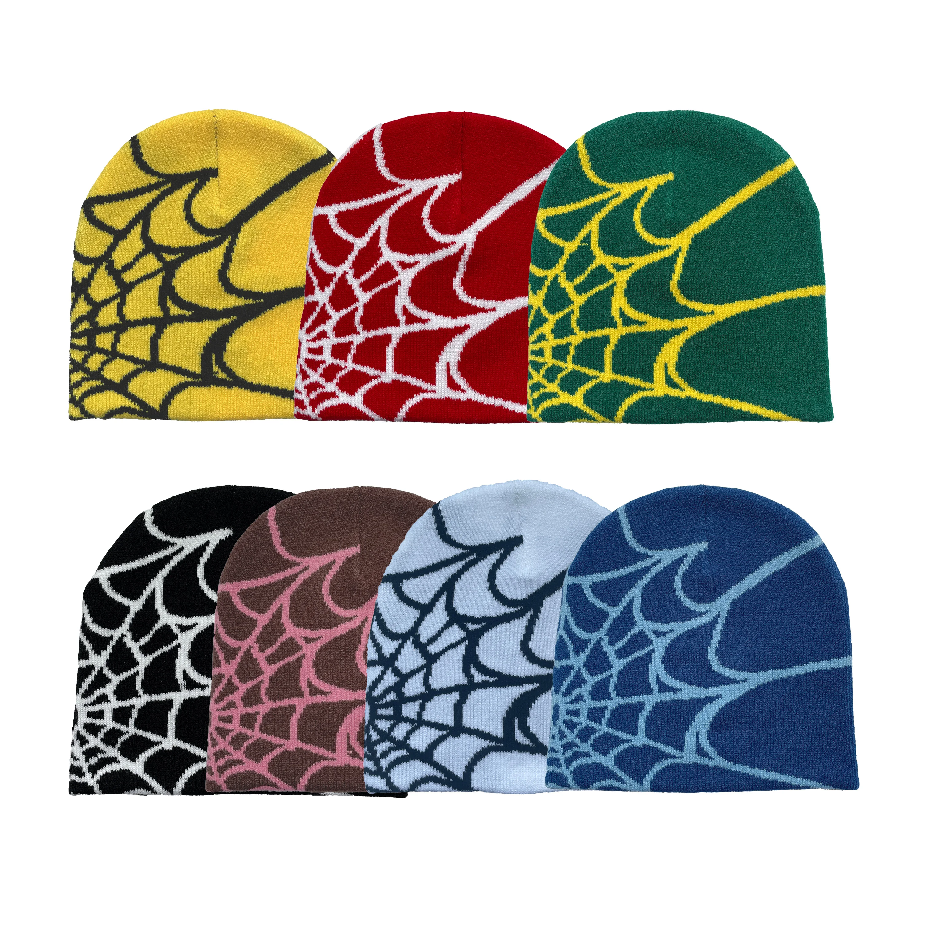 Unisex Spider Web Printed Knit Hat, Warm Outdoor Pullover Hat Personality Beanie Hat